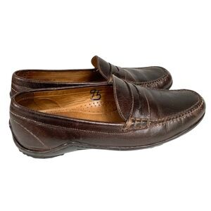 Martin Dingman Walnut Brown Water Buffalo Leather Penny Loafer Mens 11.5